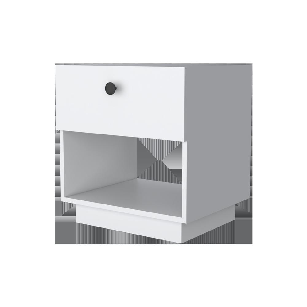20" White One Drawer Nightstand With Integrated Tech. Picture 1