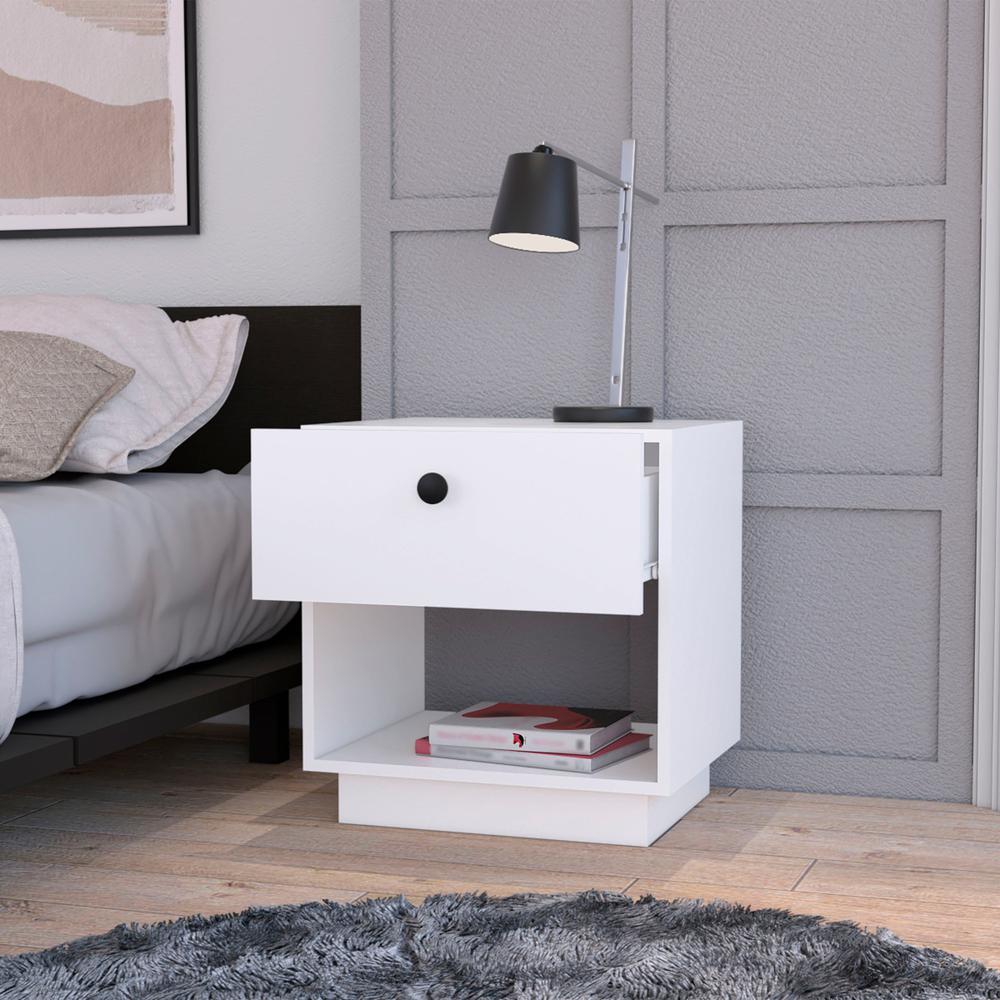 20" White One Drawer Nightstand With Integrated Tech. Picture 6