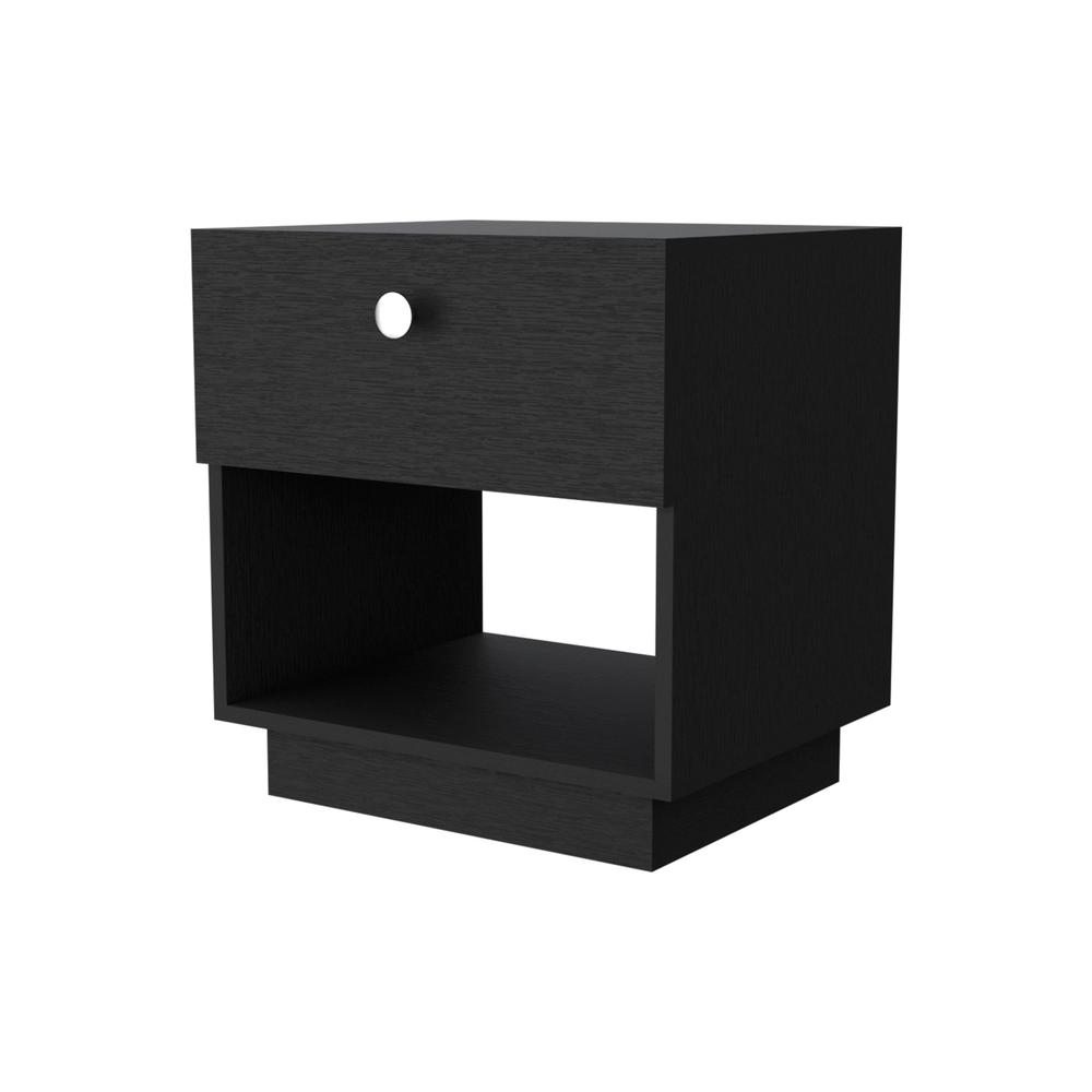20" Black One Drawer Nightstand With Integrated Tech. Picture 1