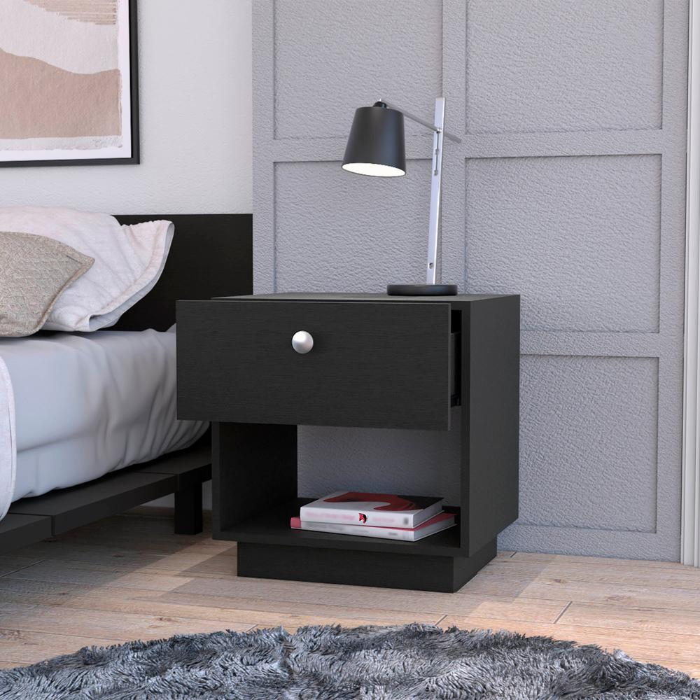 20" Black One Drawer Nightstand With Integrated Tech. Picture 6