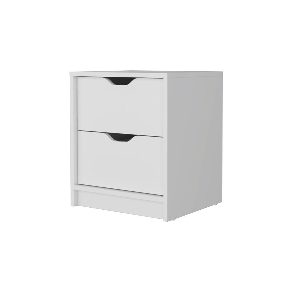 19" White Two Drawer Nightstand With Integrated Tech. Picture 2