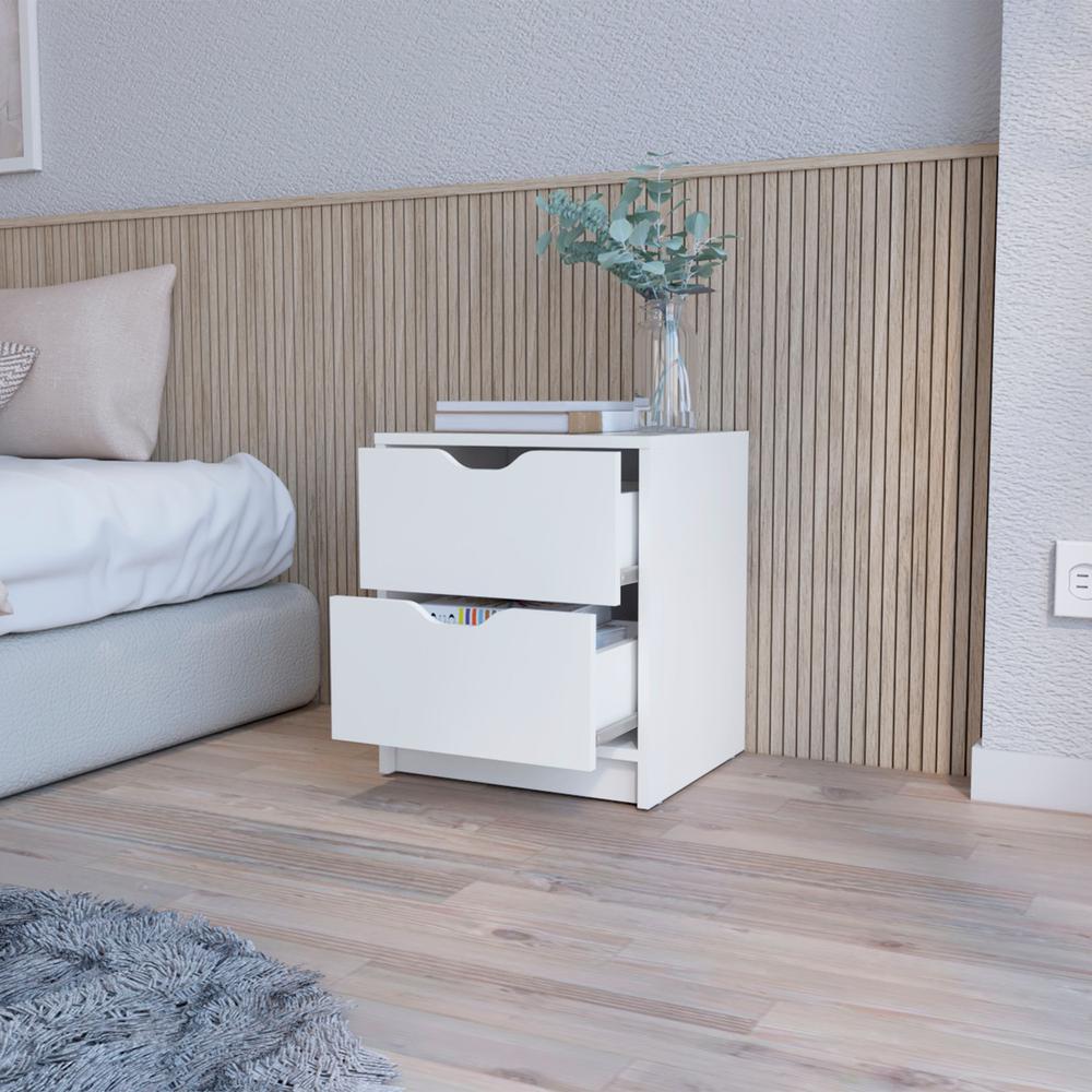 19" White Two Drawer Nightstand With Integrated Tech. Picture 6