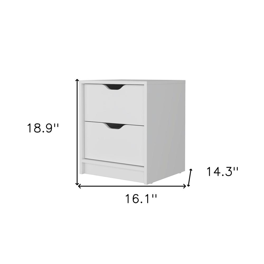 19" White Two Drawer Nightstand With Integrated Tech. Picture 7