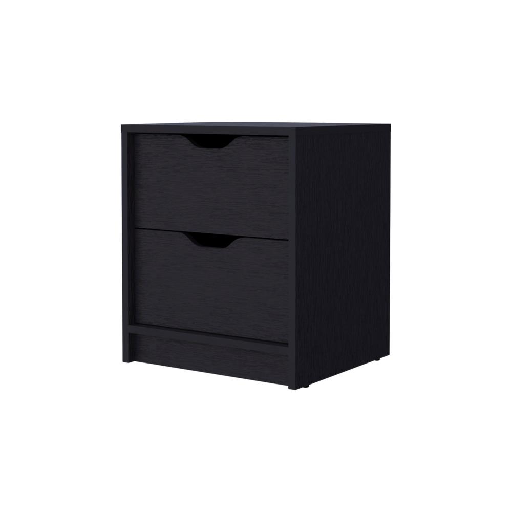 19" Black Two Drawer Nightstand With Integrated Tech. Picture 2