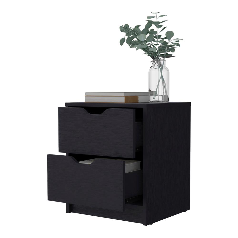 19" Black Two Drawer Nightstand With Integrated Tech. Picture 4