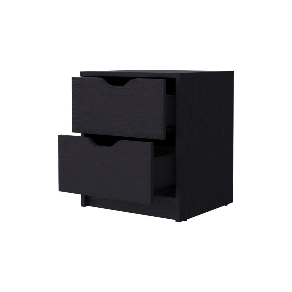 19" Black Two Drawer Nightstand With Integrated Tech. Picture 1