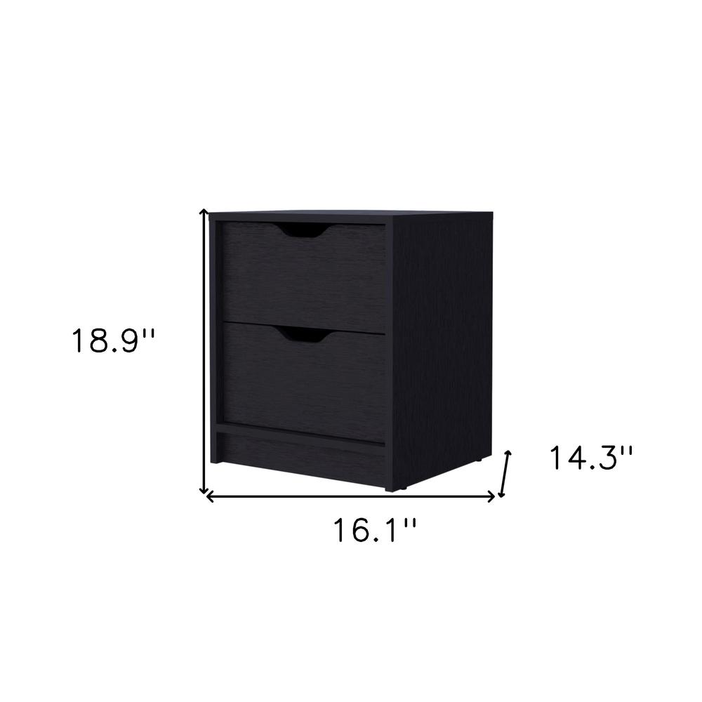 19" Black Two Drawer Nightstand With Integrated Tech. Picture 7