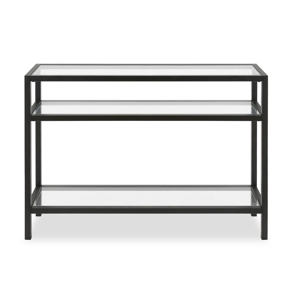 42" Black and Glass Console Table With Storage. Picture 2