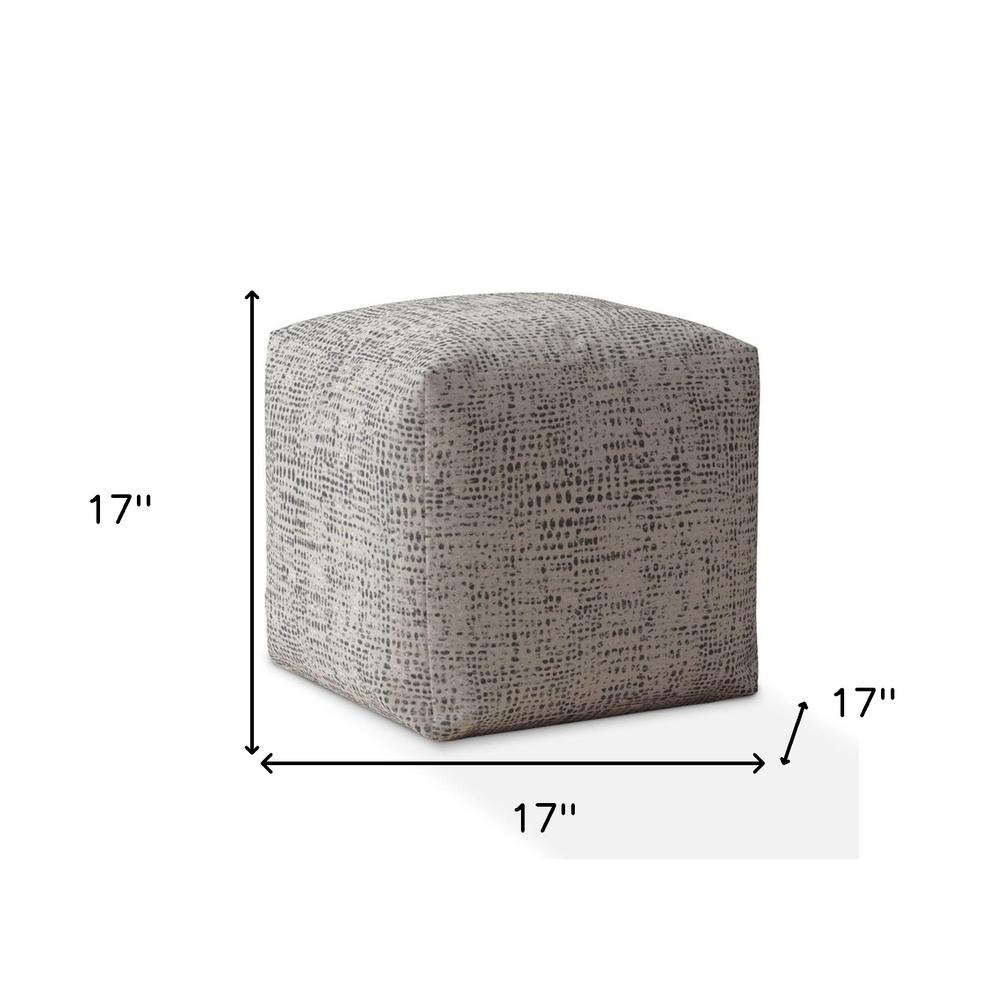 17" Beige Canvas Abstract Pouf Ottoman. Picture 5