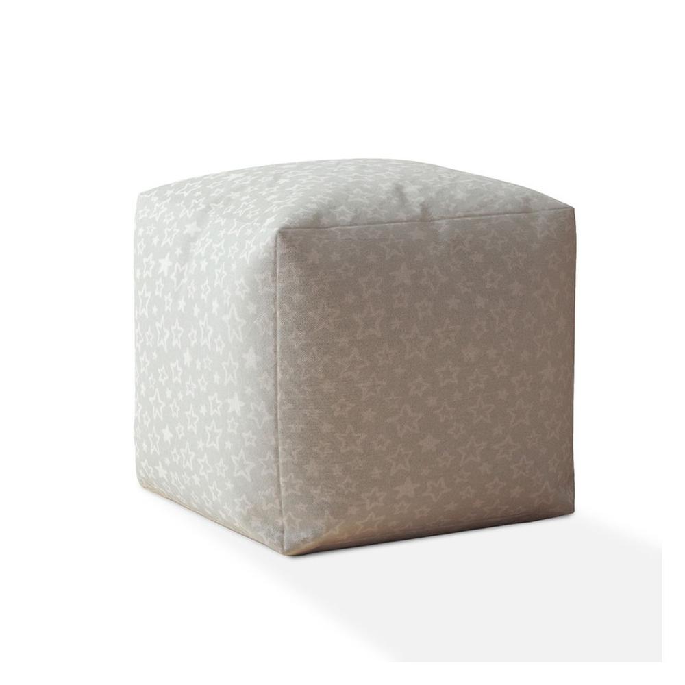17" Gray Cotton Abstract Pouf Ottoman. Picture 1