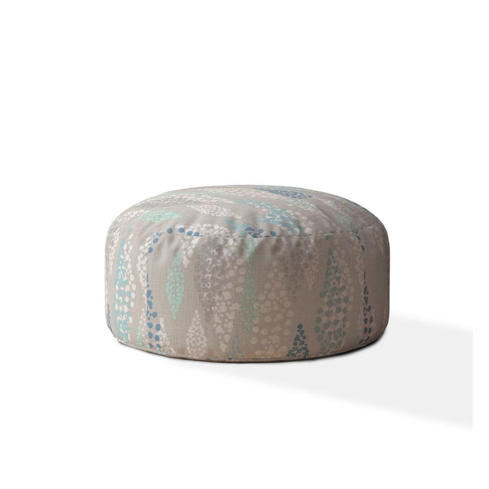 24" Blue Canvas Round Polka Dots Pouf Cover. Picture 1
