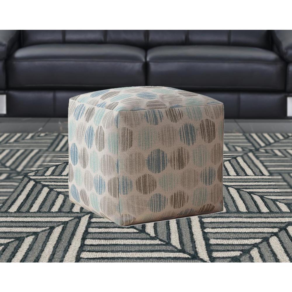 17" Blue Flax Polka Dots Pouf Cover. Picture 2