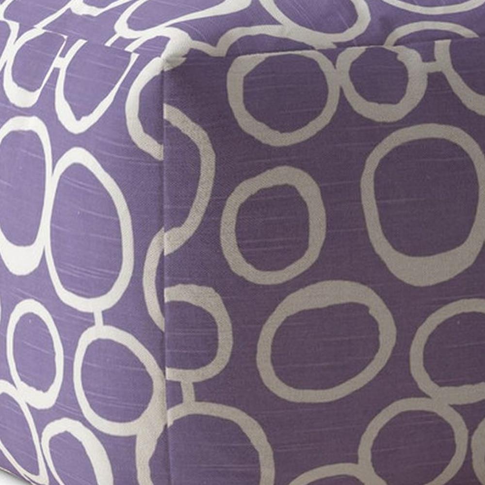17" Purple And White Cotton Abstract Pouf Cover. Picture 3