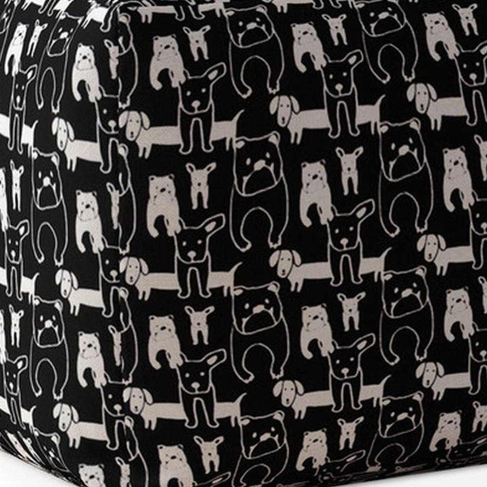 17" Black And White Cotton Dog Pouf Cover. Picture 3
