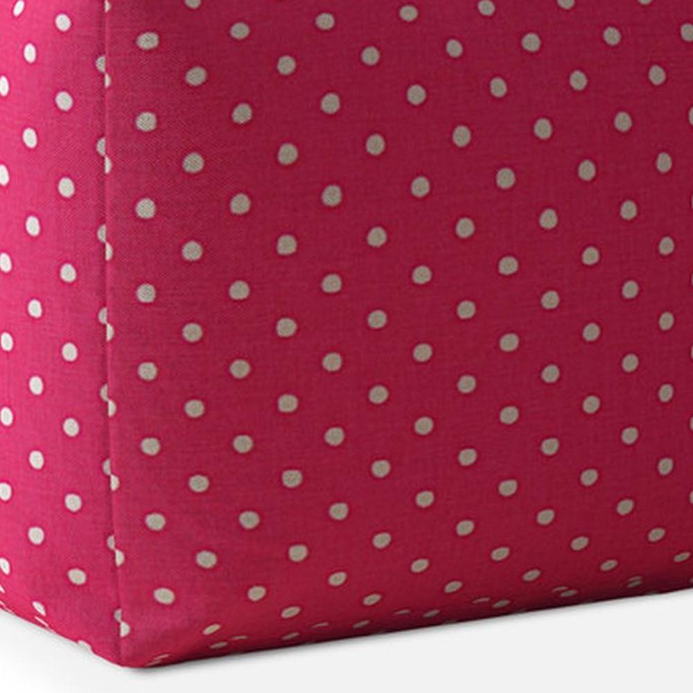 17" Pink And White Cotton Polka Dots Pouf Cover. Picture 3