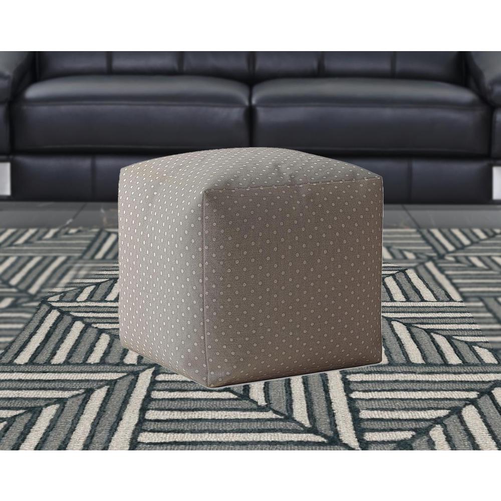 17" Gray Cotton Polka Dots Pouf Cover. Picture 2