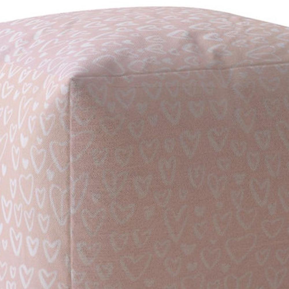 17" Pink Cotton Abstract Pouf Cover. Picture 3