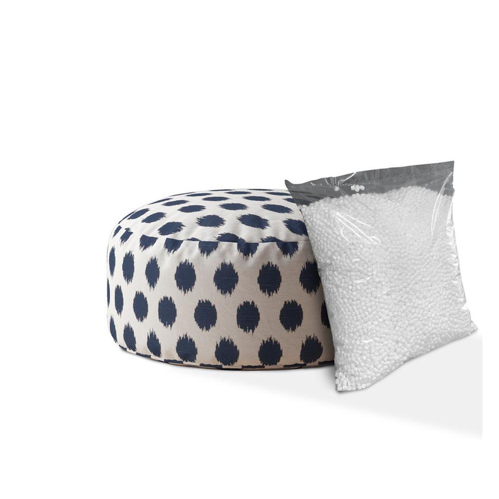 24" Blue And White Canvas Round Polka Dots Pouf Cover. Picture 2