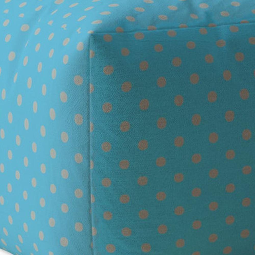 17" Blue And Gray Cotton Polka Dots Pouf Cover. Picture 3