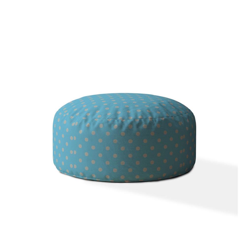 24" Blue And Gray Cotton Round Polka Dots Pouf Cover. Picture 1