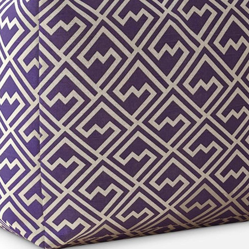 17" Purple And White Cotton Abstract Pouf Cover. Picture 3