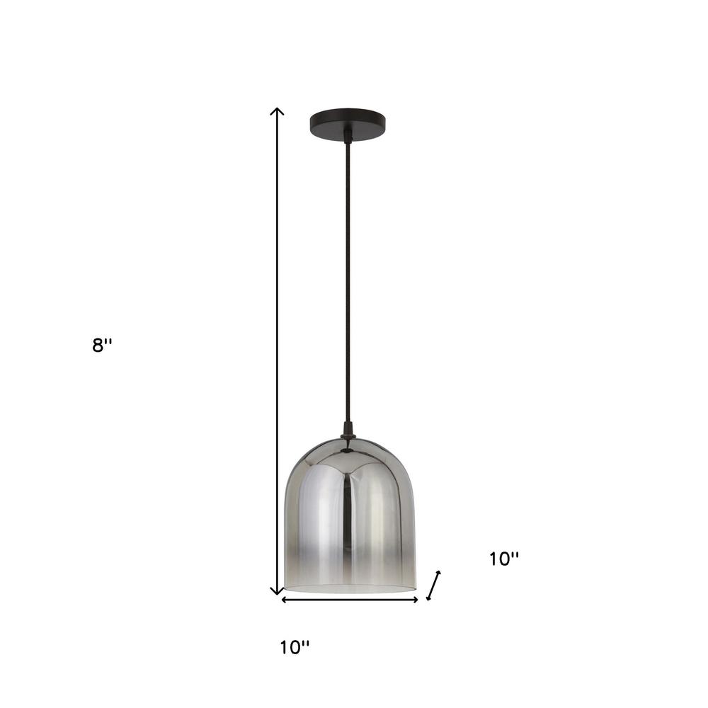 10" Gray Smoked Glass Dimmable Bell Shape Pendent Ceiling Light. Picture 7
