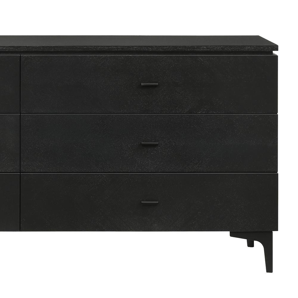 63" Black Six Drawer Double Dresser. Picture 4