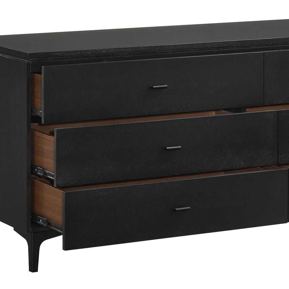 63" Black Six Drawer Double Dresser. Picture 5
