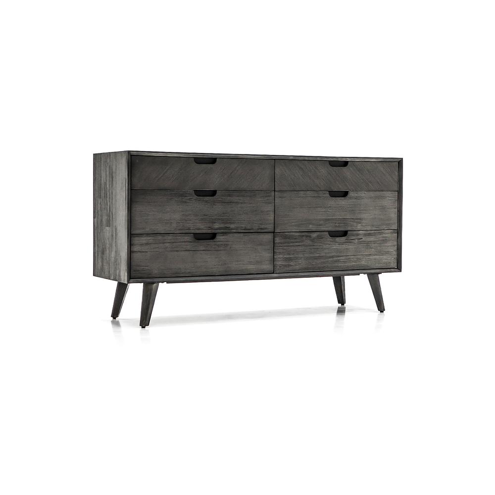 61" Gray Solid Wood Six Drawer Double Dresser. Picture 2