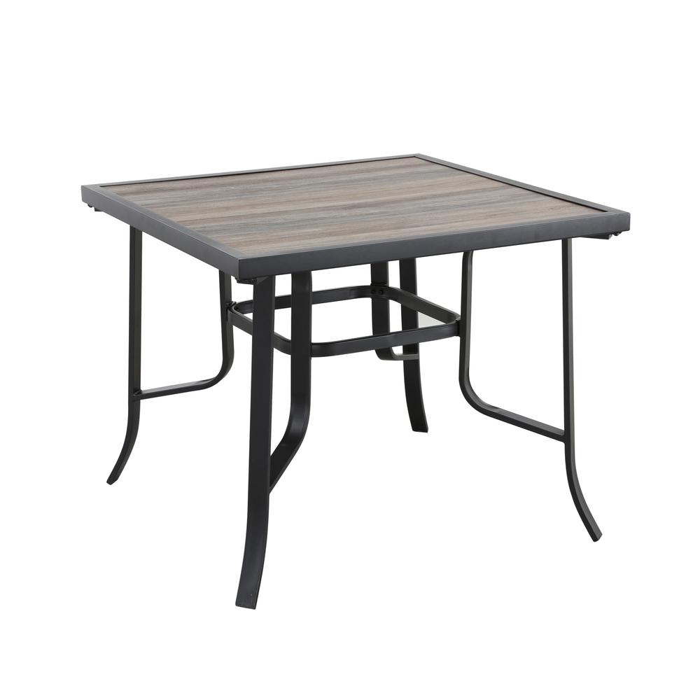 35" Brown and Black Square Metal Outdoor Dining Table. Picture 1