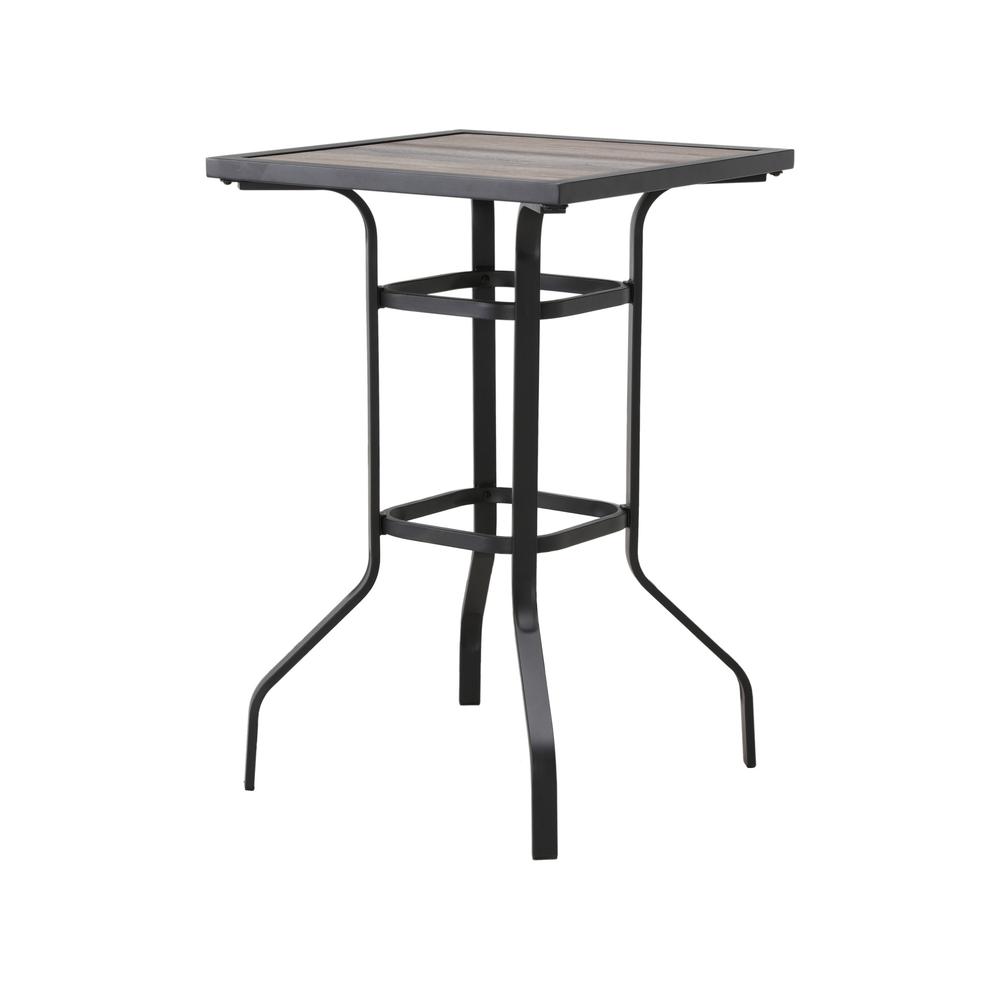 25" Brown and Black Square Metal Outdoor Bistro Table. Picture 1