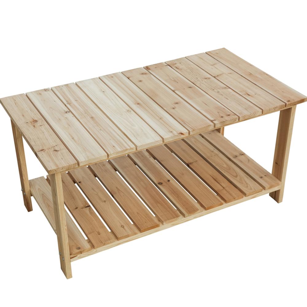 37" Natural Solid Wood Outdoor Coffee Table. Picture 1