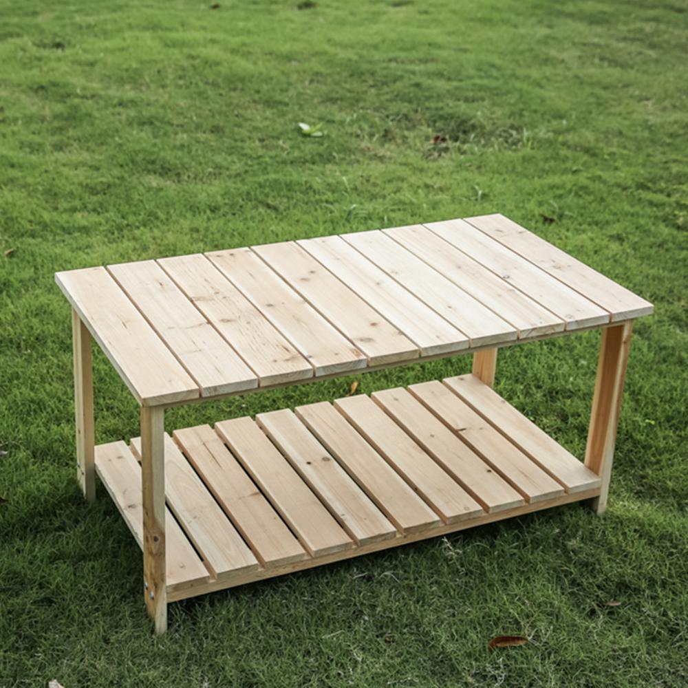 37" Natural Solid Wood Outdoor Coffee Table. Picture 3