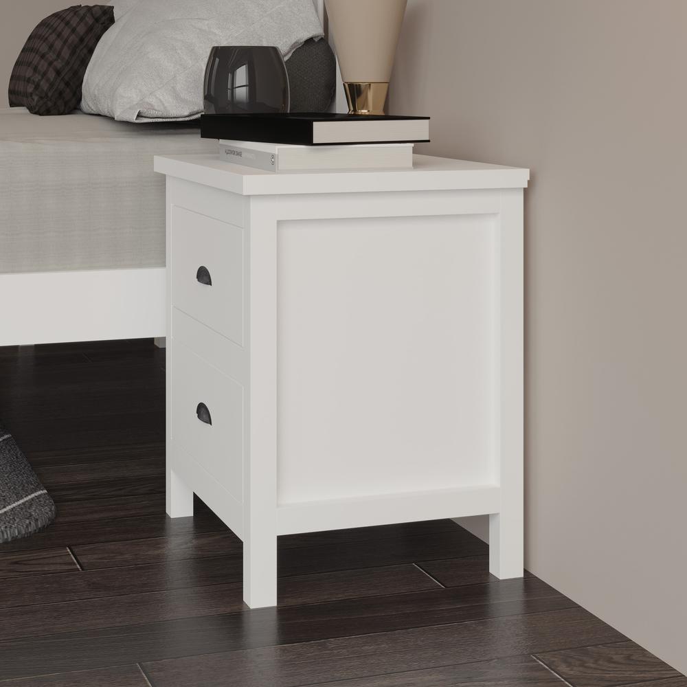 20" White Two Drawer Nightstand With Solid Wood Top. Picture 6