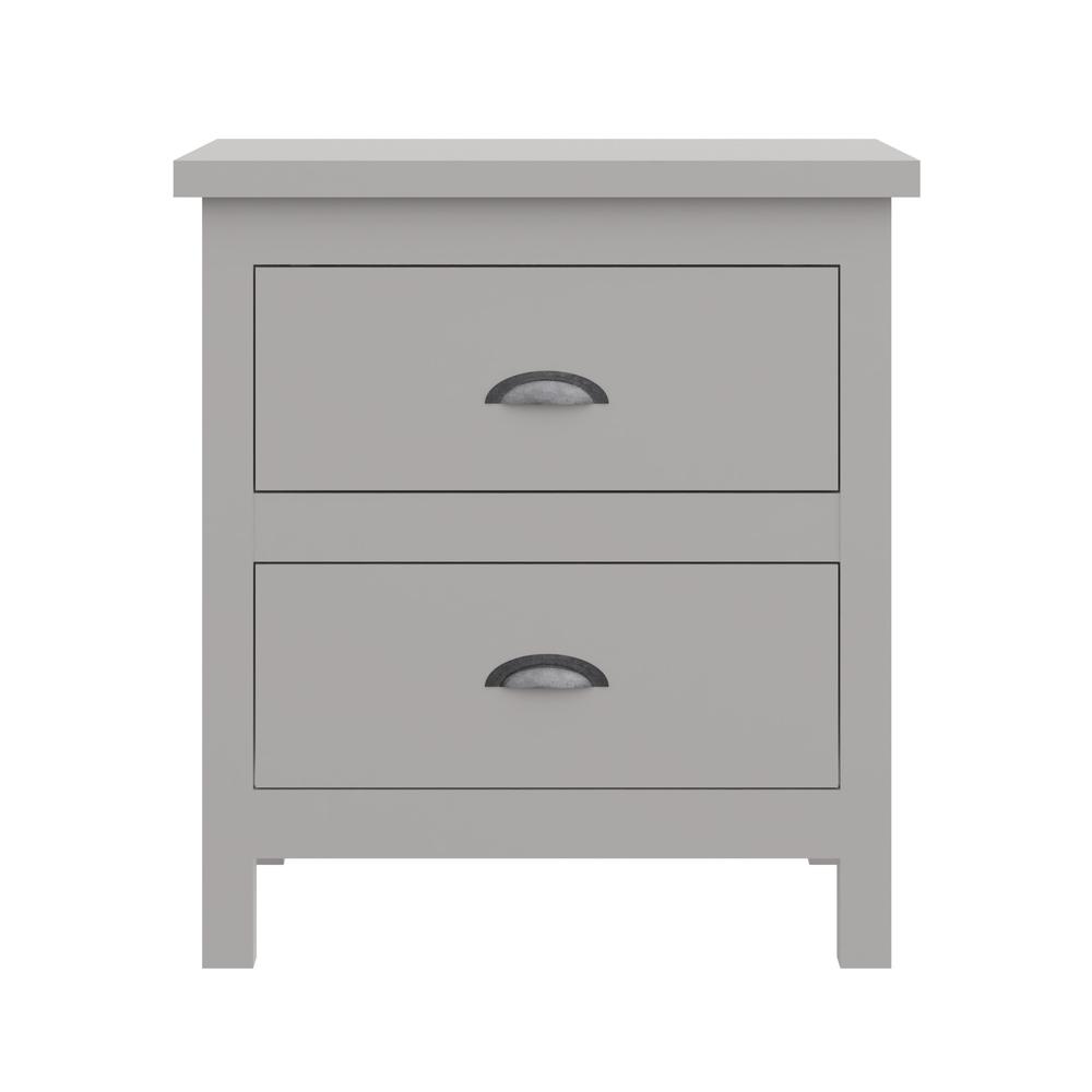 16" Gray Two Drawer Solid Wood Nightstand. Picture 1