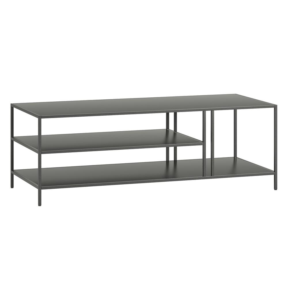48" Gray Steel Coffee Table With Two Shelves. Picture 1