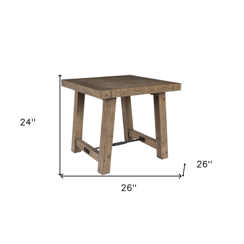 24" Wood Brown Solid Wood End Table. Picture 6