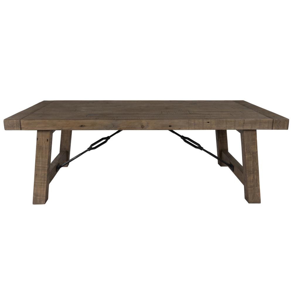 55" Brown Solid Wood Distressed Coffee Table. Picture 4