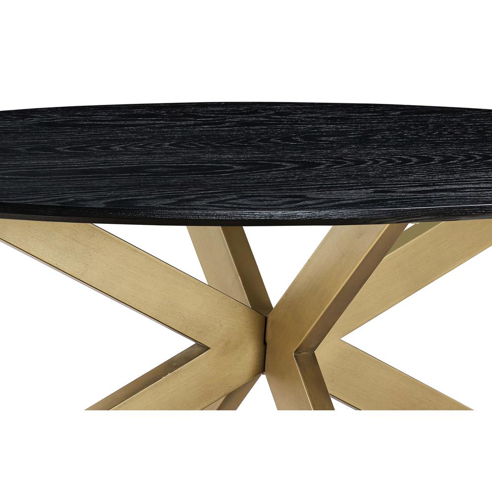 24" Black And Brass Solid Wood And Metal Oval Coffee Table. Picture 5