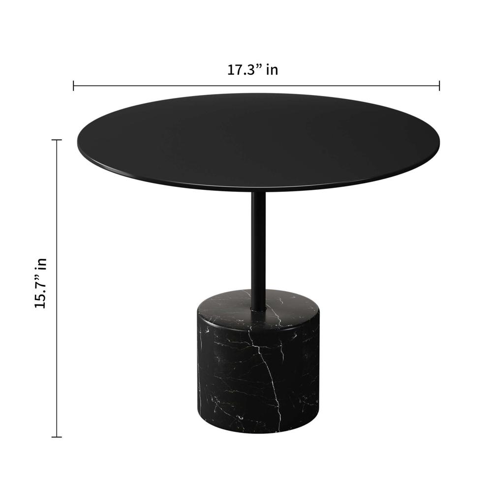 17" Black Steel And Stone Round Coffee Table. Picture 6