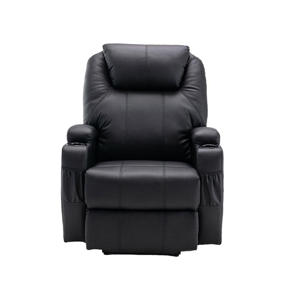 33" Black Faux Leather Power Heated Massge Lift Assist Recliner. Picture 1