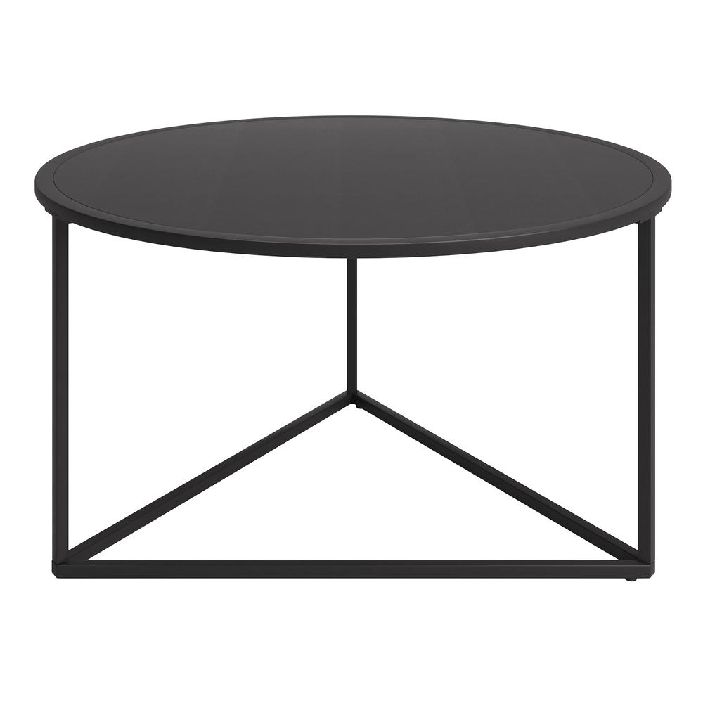 33" Black Steel Round Coffee Table. Picture 1