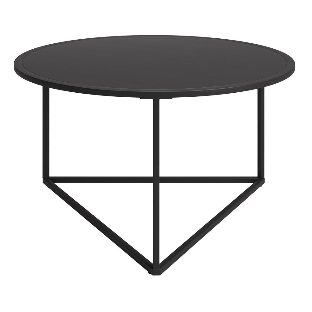 33" Black Steel Round Coffee Table. Picture 3