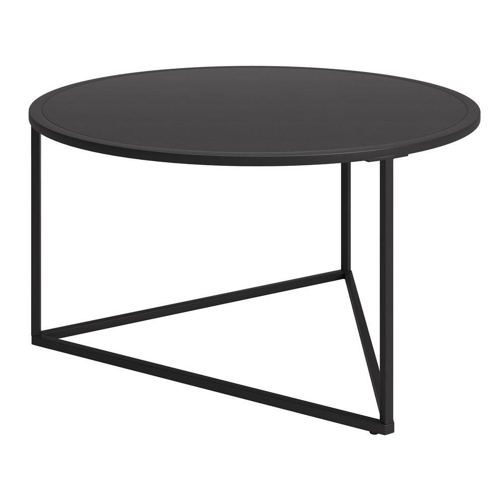 33" Black Steel Round Coffee Table. Picture 4