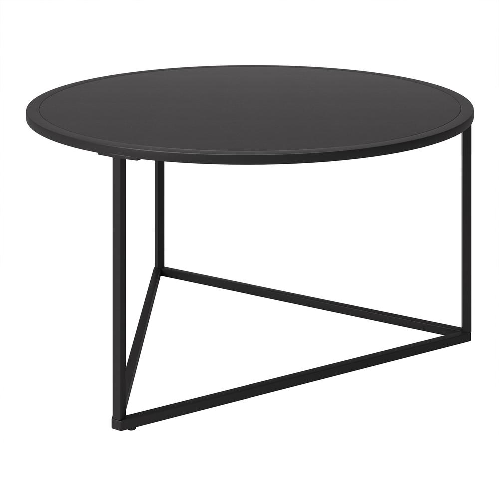 33" Black Steel Round Coffee Table. Picture 5