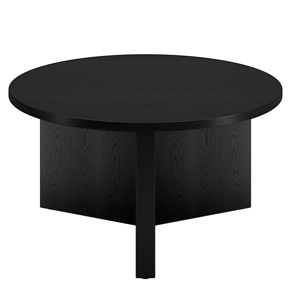 32" Black Round Coffee Table. Picture 1