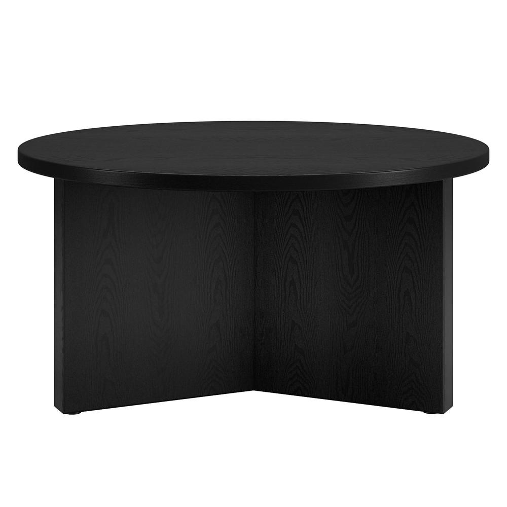32" Black Round Coffee Table. Picture 2