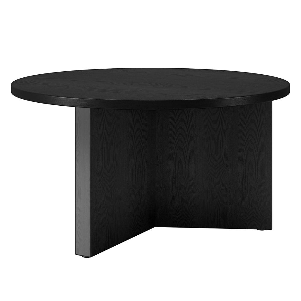 32" Black Round Coffee Table. Picture 3
