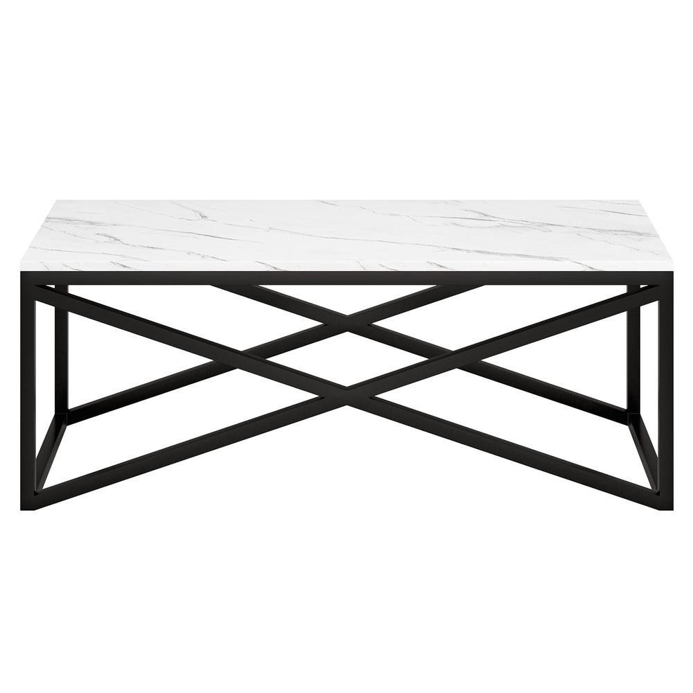 46" Black Faux Marble And Steel Coffee Table. Picture 2