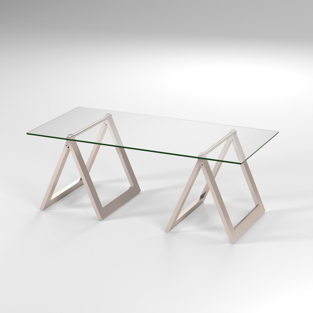 46" Clear Glass And Steel Coffee Table. Picture 5